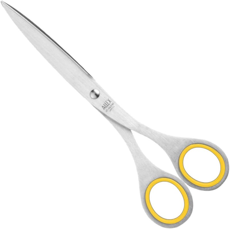 ALLEX\アレックス Japanese Office Scissors for Desk, Large 7.2" All Purpose Scissors, Made in JAPAN, All Metal Sharp Japanese Stainless Steel Blade with Non-Slip Soft Ring, Yellow - Image 1